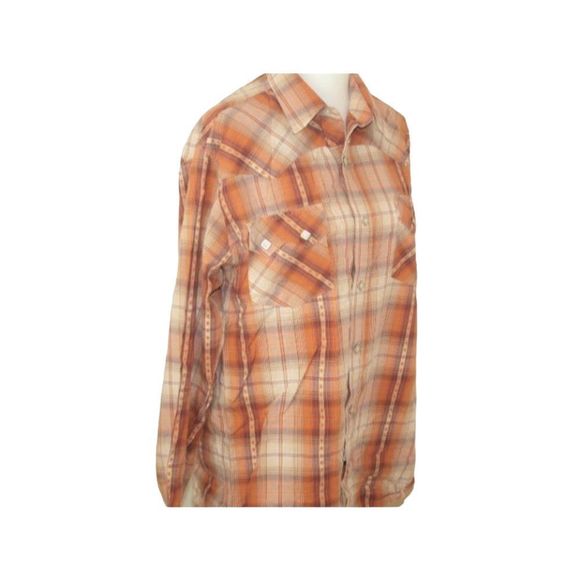 Vintage Roper Pearl Snap Front Shirt Brown & White  L - Picture 2 of 7